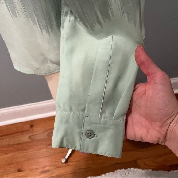 Silence + Noise Sage Green Print Button Down Long Sleeve Blouse - Picture 7 of 10